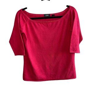 Expert by Evergreen Red Silk Blend 1/2 Sleeve Pullover Sweater Holiday Size XL